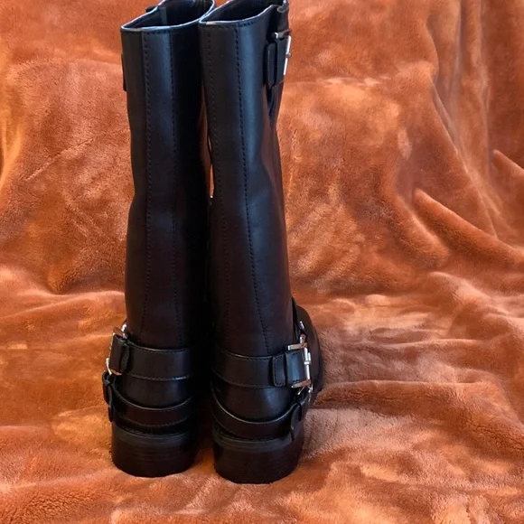 Michael Kors Black Moto Boots with Buckles NEW IN BOX !! - Picture 4 of 14